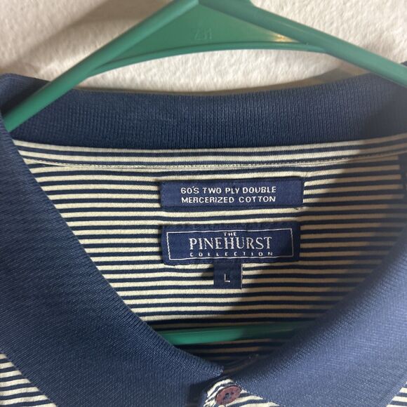 Peter Millar Golf Polo Pinehurst Collection L Blue & White - Picture 3 of 15